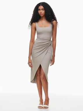 Aritzia Wilfred Saturn Midi Wrap Dress Grey Size Medium